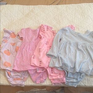 Bundle of 4 Baby Girl bodysuit Dress Set